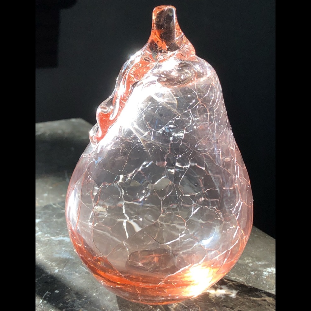 Pink crackle glass pear